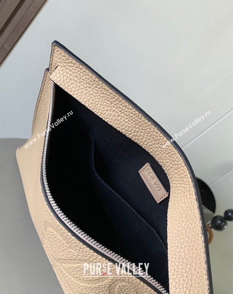 Loewe T Pouch Bag in grained calfskin Beige 2024 (xinyidai-24020240)