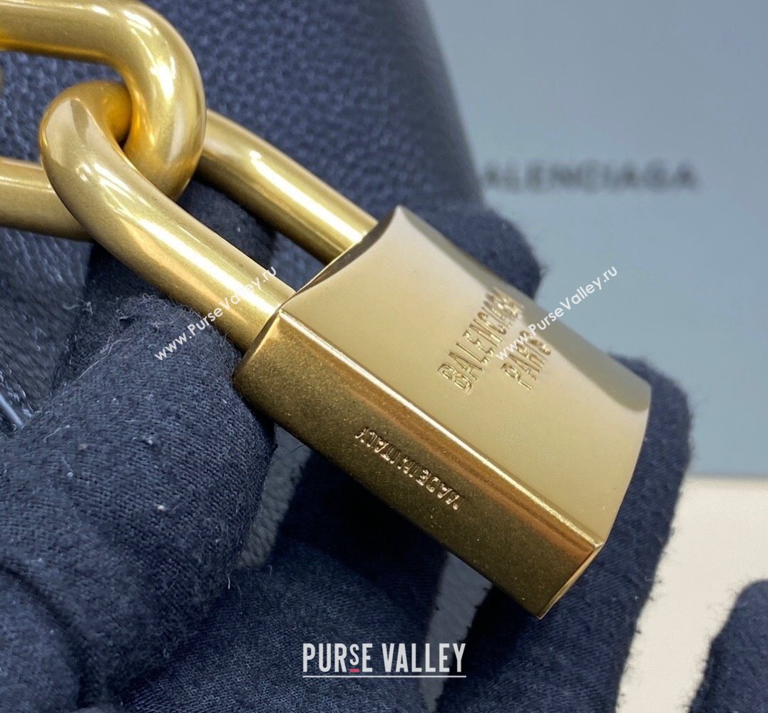 Balenciaga Locker Medium North-South Hobo Bag in black/Gold grained calfskin 2024 (xinyidai-24020248)