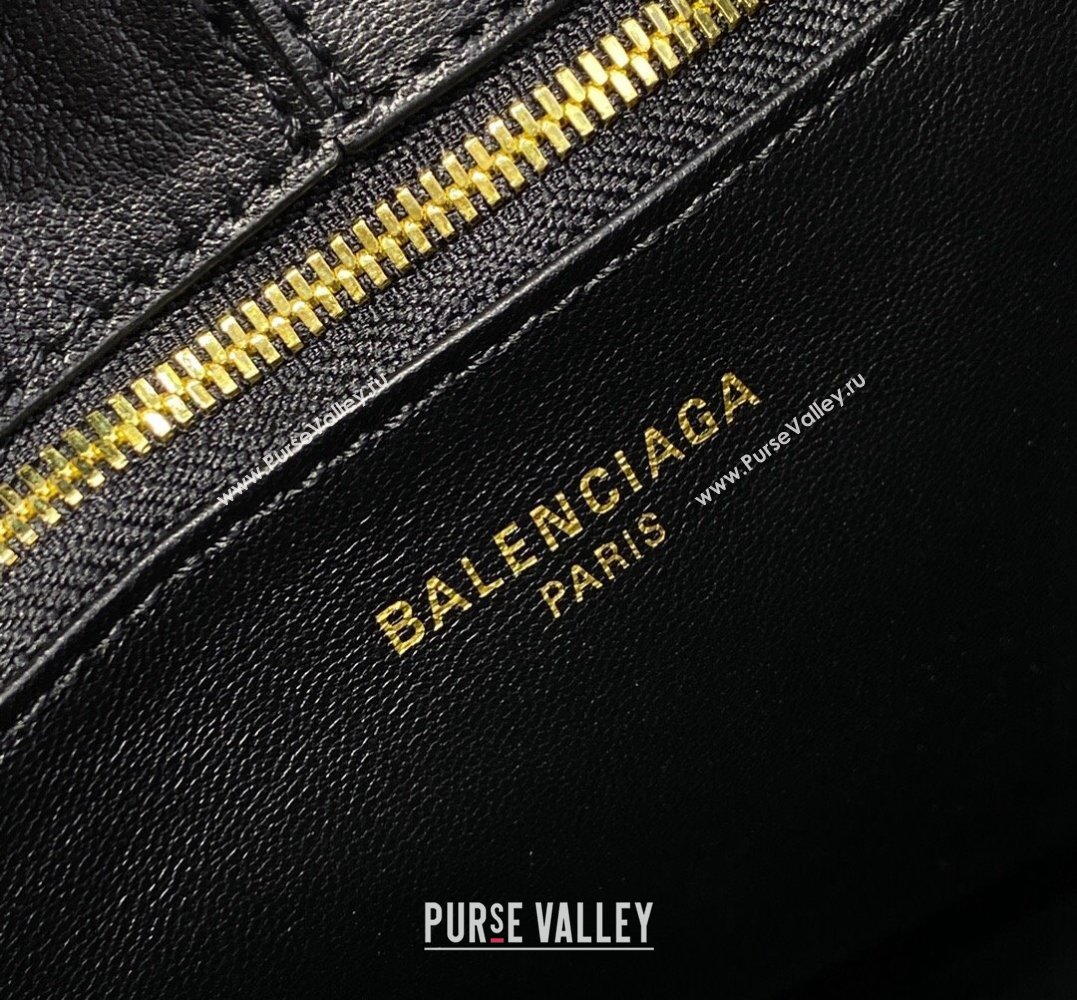 Balenciaga Locker Medium North-South Hobo Bag in black/Gold grained calfskin 2024 (xinyidai-24020248)
