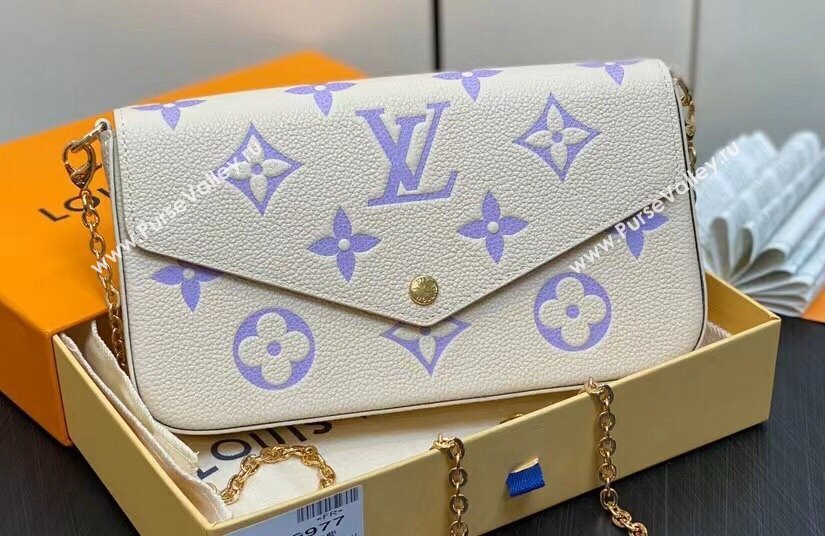 Louis Vuitton Monogram Empreinte Felicie Pochette Bag M83025 White/Purple 2024 (kiki-24021815)