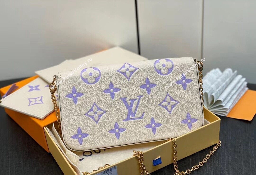 Louis Vuitton Monogram Empreinte Felicie Pochette Bag M83025 White/Purple 2024 (kiki-24021815)