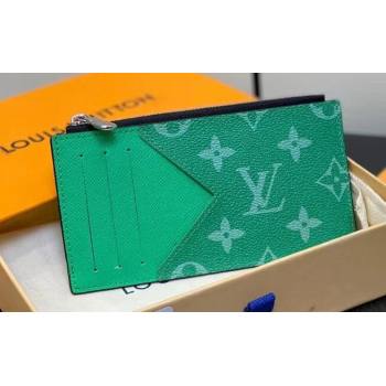 Louis Vuitton Taiga cowhide leather and Monogram canvas Coin Card Holder M83102 Green 2024 (kiki-24021810)