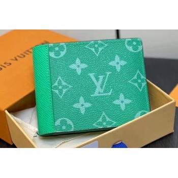 Louis Vuitton Taiga cowhide leather and Monogram canvas Multiple Wallet M30993 Green 2024 (kiki-24021809)