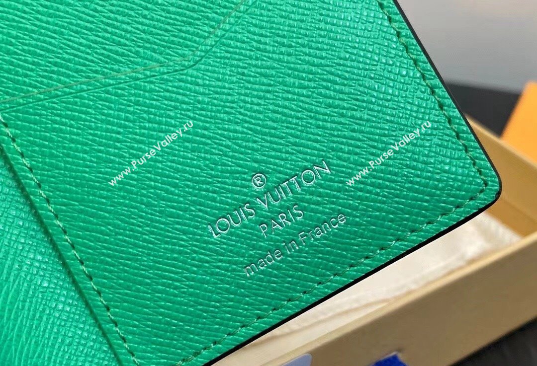 Louis Vuitton Taiga cowhide leather and Monogram canvas Pocket Organizer Wallet M83101 Green 2024 (kiki-24021808)