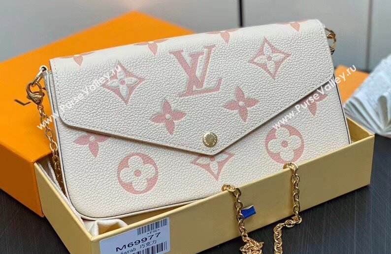 Louis Vuitton Monogram Empreinte Felicie Pochette Bag M83025 White/Pink 2024 (kiki-24021816)