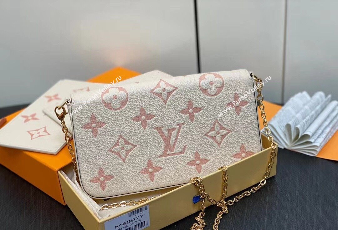 Louis Vuitton Monogram Empreinte Felicie Pochette Bag M83025 White/Pink 2024 (kiki-24021816)