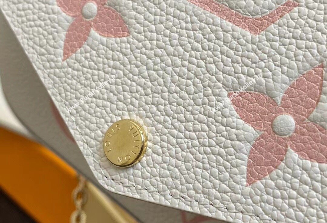 Louis Vuitton Monogram Empreinte Felicie Pochette Bag M83025 White/Pink 2024 (kiki-24021816)