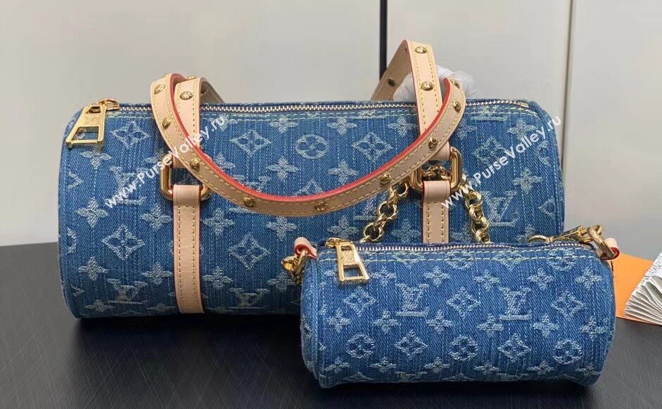 Louis Vuitton Monogram Denim Papillon Bag M46830 Blue New LV Remix 2024 (kiki-24020204)