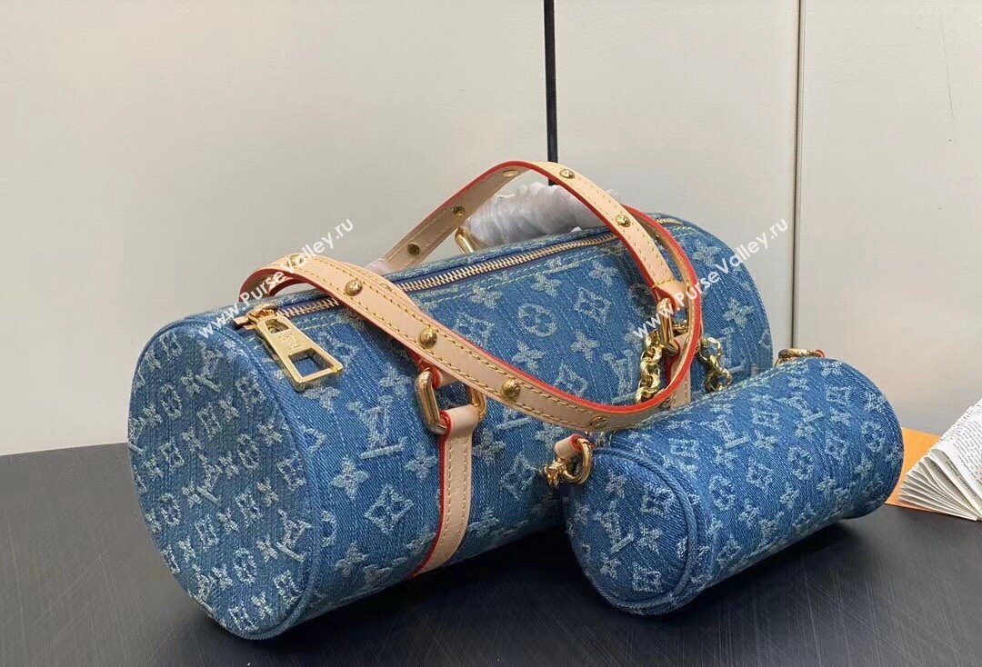 Louis Vuitton Monogram Denim Papillon Bag M46830 Blue New LV Remix 2024 (kiki-24020204)