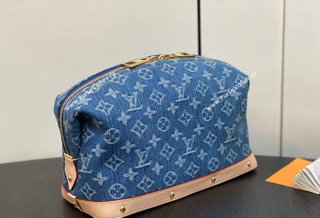 Louis Vuitton Monogram Denim Pochette Cosmétique GM Bag M24317 Blue New LV Remix 2024 (kiki-24020207)