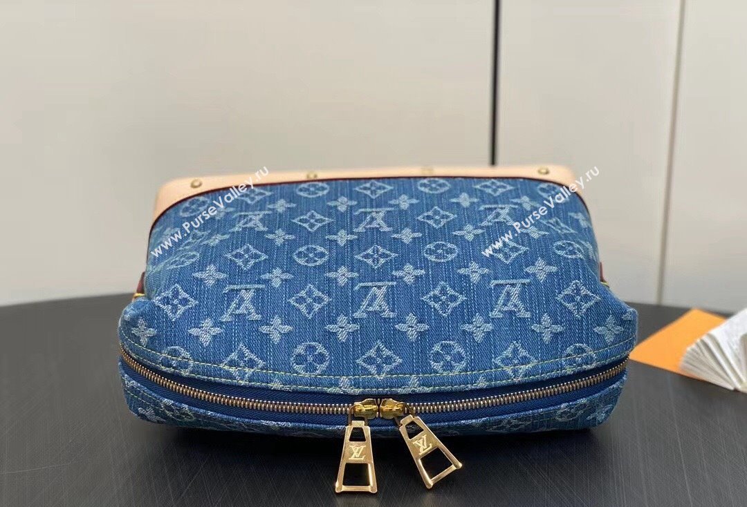 Louis Vuitton Monogram Denim Pochette Cosmétique GM Bag M24317 Blue New LV Remix 2024 (kiki-24020207)