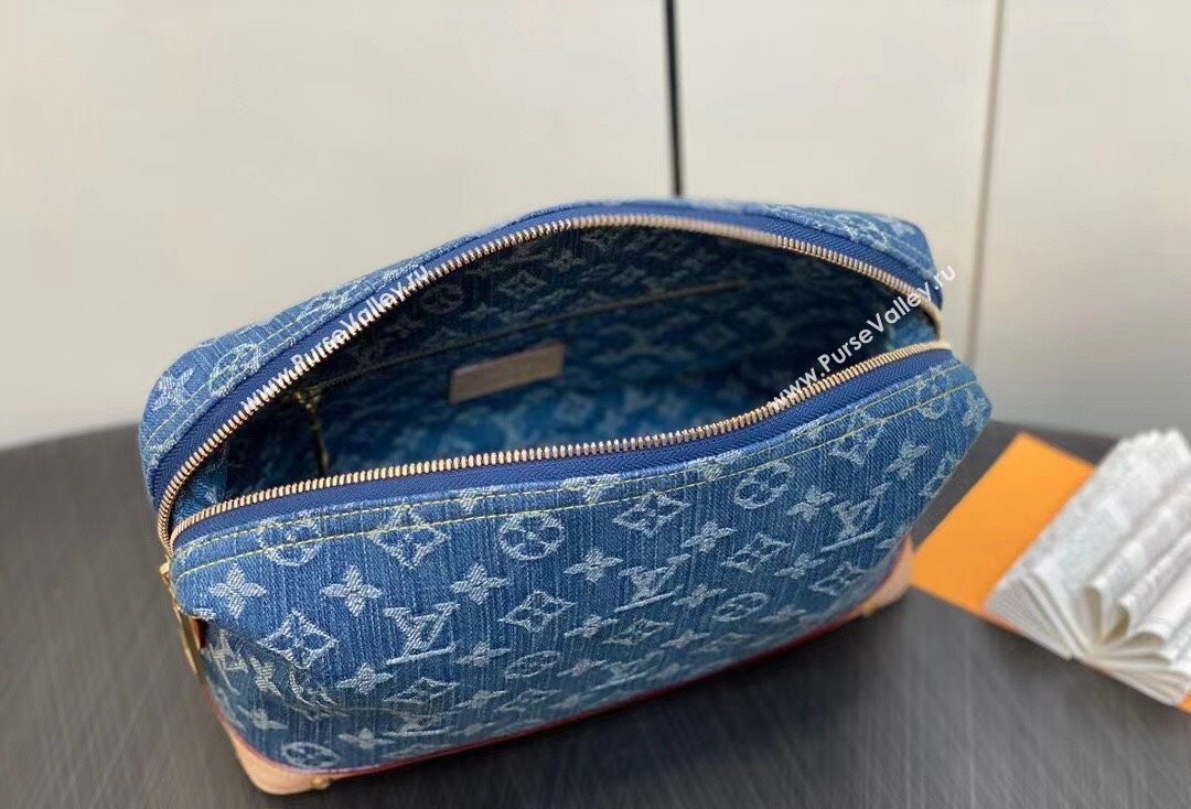 Louis Vuitton Monogram Denim Pochette Cosmétique GM Bag M24317 Blue New LV Remix 2024 (kiki-24020207)