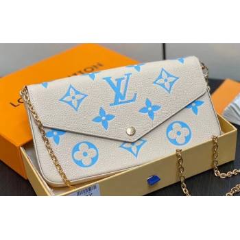 Louis Vuitton Monogram Empreinte Felicie Pochette Bag M83025 White/Blue 2024 (kiki-24021818)
