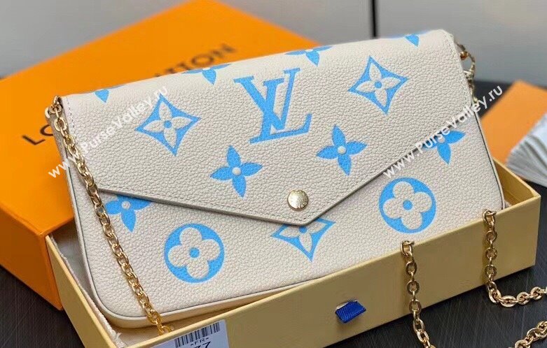 Louis Vuitton Monogram Empreinte Felicie Pochette Bag M83025 White/Blue 2024 (kiki-24021818)