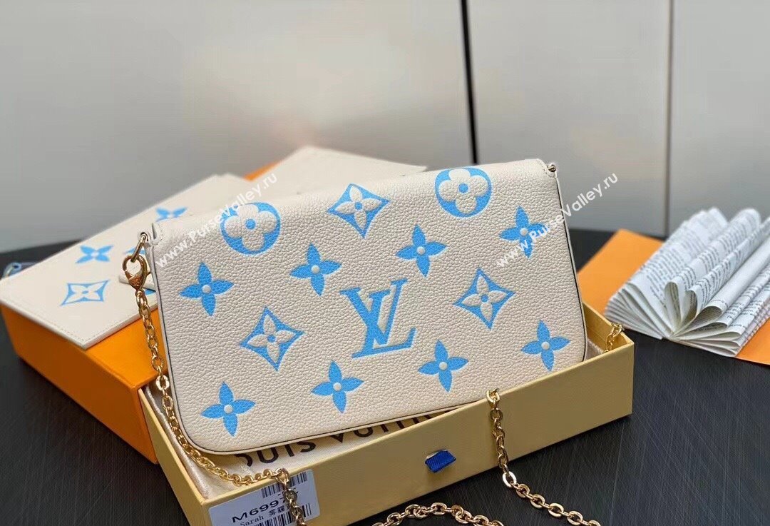 Louis Vuitton Monogram Empreinte Felicie Pochette Bag M83025 White/Blue 2024 (kiki-24021818)