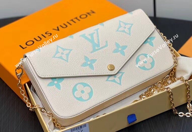 Louis Vuitton Monogram Empreinte Felicie Pochette Bag M83025 White/Green 2024 (kiki-24021817)