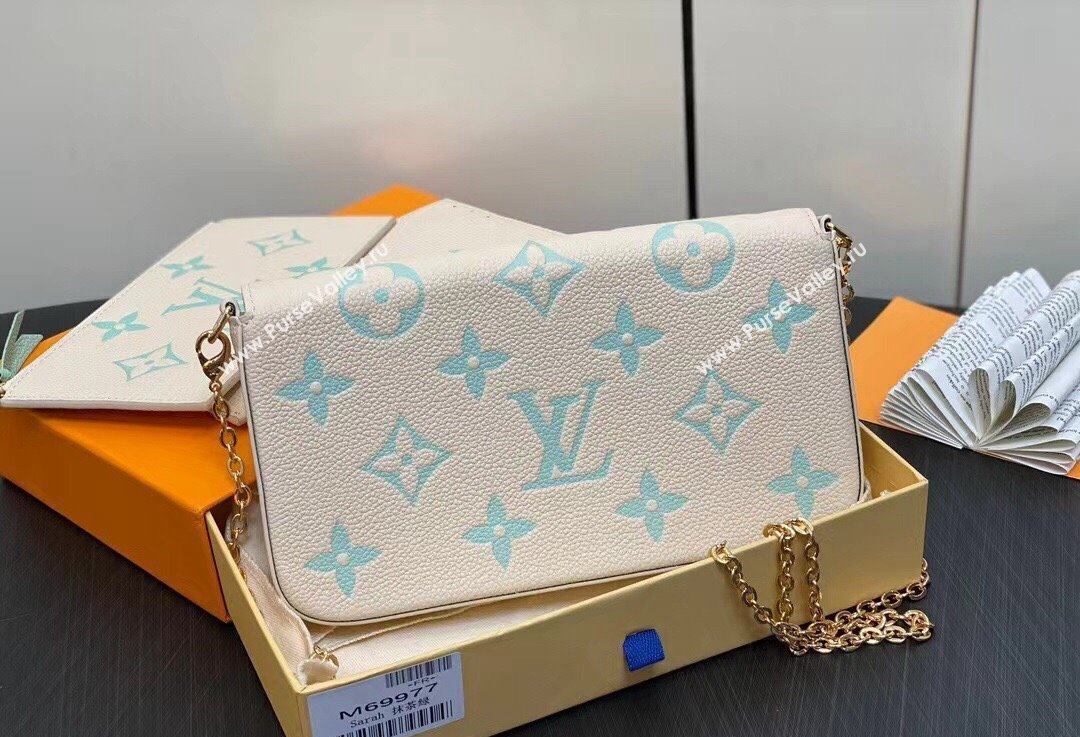 Louis Vuitton Monogram Empreinte Felicie Pochette Bag M83025 White/Green 2024 (kiki-24021817)