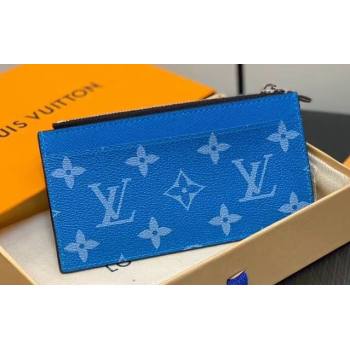 Louis Vuitton Taiga cowhide leather and Monogram canvas Coin Card Holder M83102 Blue 2024 (kiki-24021805)