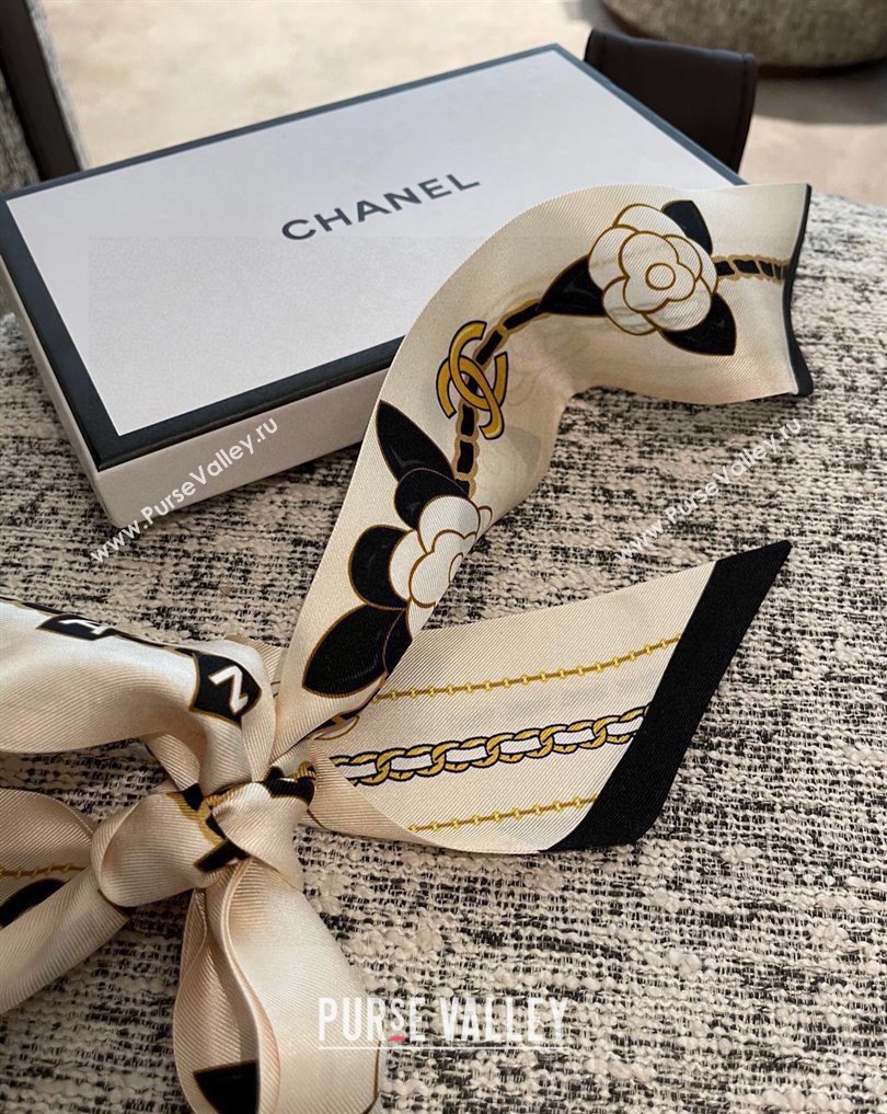 Chanel Silk Twill Slim Bandeau Scarf 240221 02 2024 (shishang-240221c02)