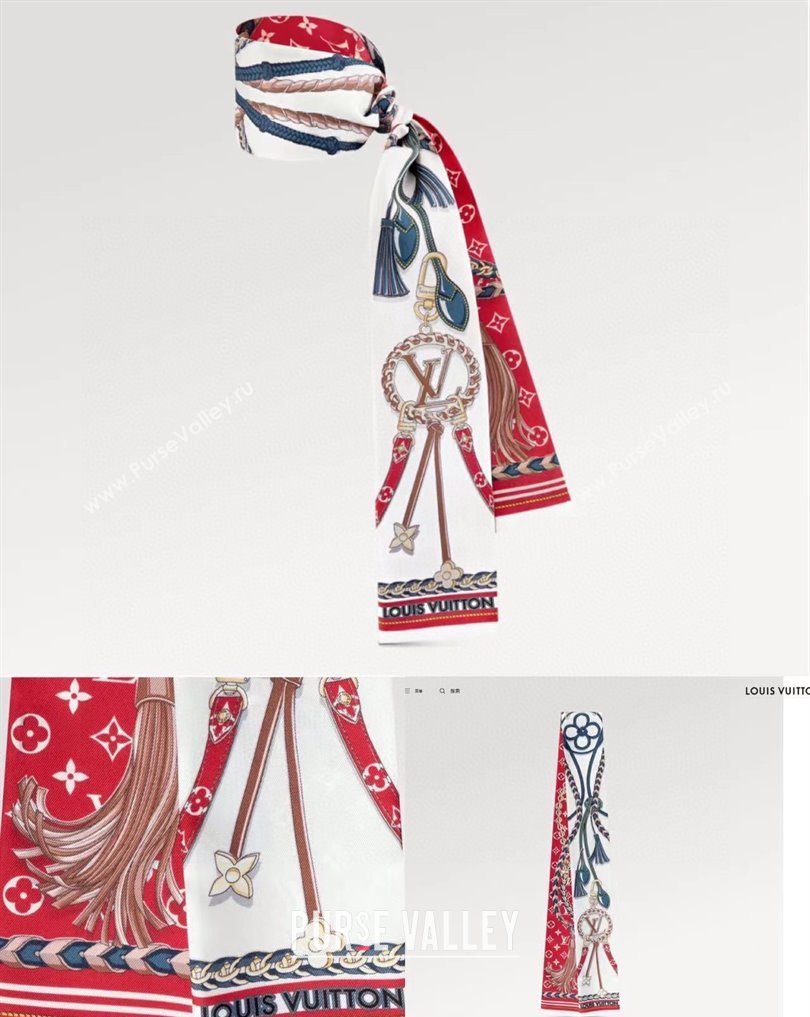 Louis Vuitton Mix and Straps Bandeau M78498 Red 8x120cm 2024 (shishang-240221c17)