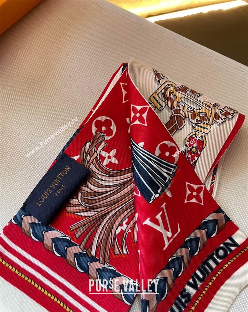 Louis Vuitton Mix and Straps Bandeau M78498 Red 8x120cm 2024 (shishang-240221c17)