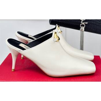 Valentino Heel 7.5cm The Bold Edition VLogo Mules Leather White 2024 (modeng-24022202)