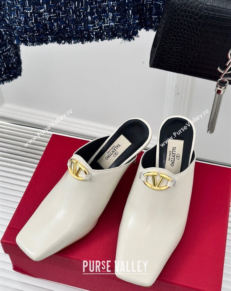 Valentino Heel 7.5cm The Bold Edition VLogo Mules Leather White 2024 (modeng-24022202)