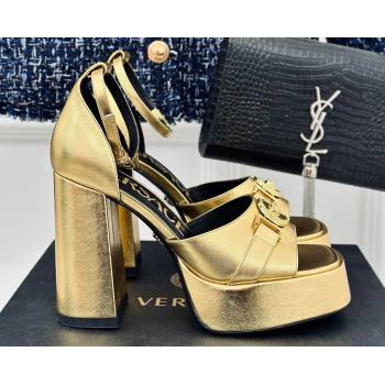 Versace Heel 12cm Platform 4cm Platform Medusa Buckle Sandals Metallic Gold 2024 (modeng-24022304)