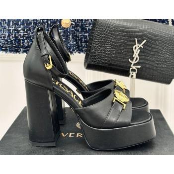 Versace Heel 12cm Platform 4cm Platform Medusa Buckle Sandals Black 2024 (modeng-24022301)