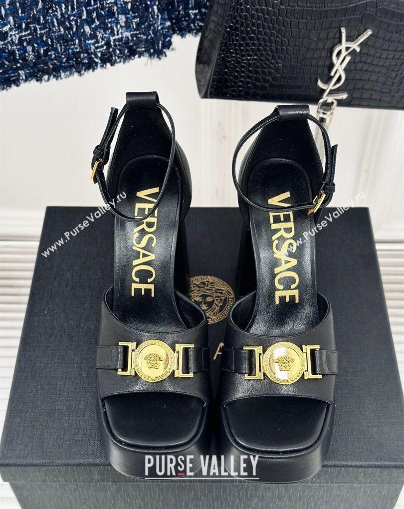 Versace Heel 12cm Platform 4cm Platform Medusa Buckle Sandals Black 2024 (modeng-24022301)