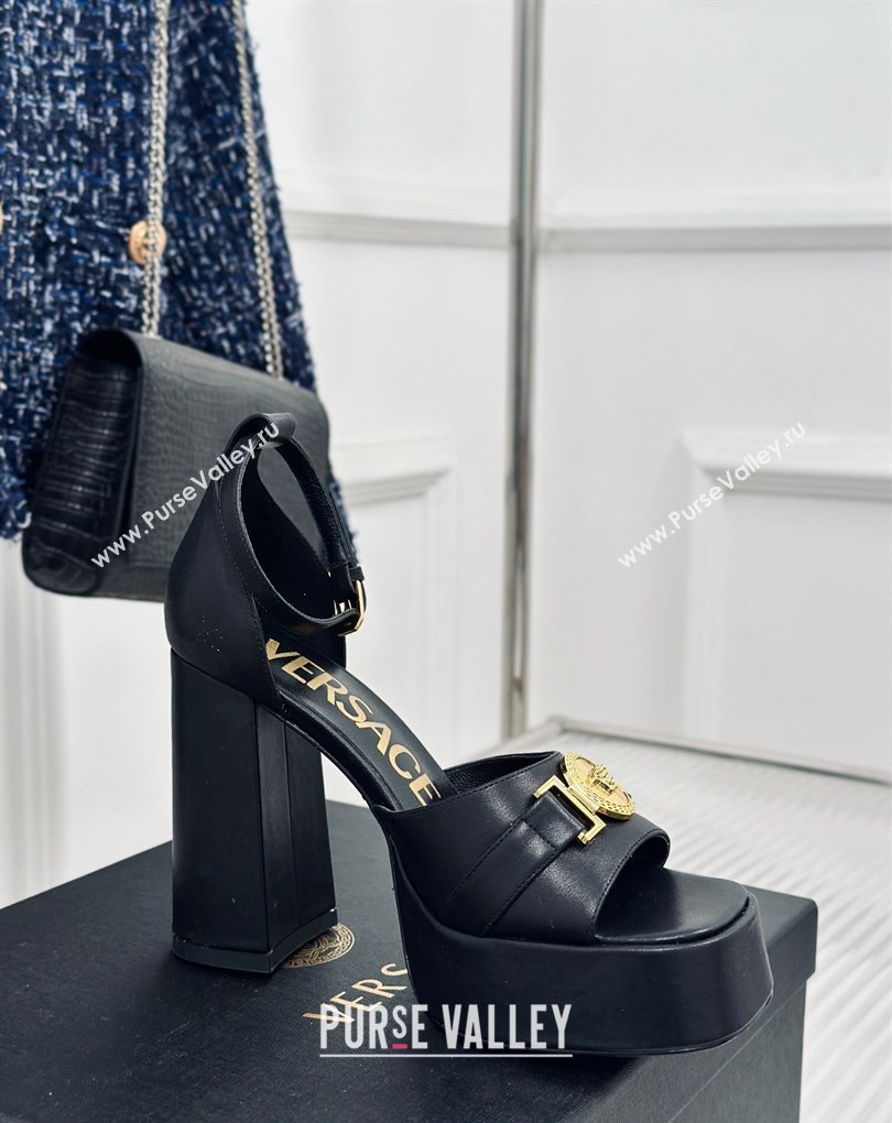 Versace Heel 12cm Platform 4cm Platform Medusa Buckle Sandals Black 2024 (modeng-24022301)