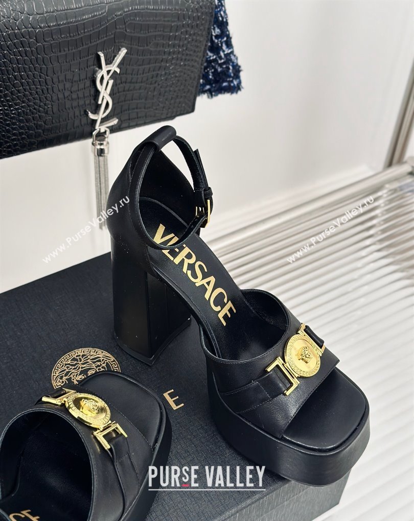 Versace Heel 12cm Platform 4cm Platform Medusa Buckle Sandals Black 2024 (modeng-24022301)