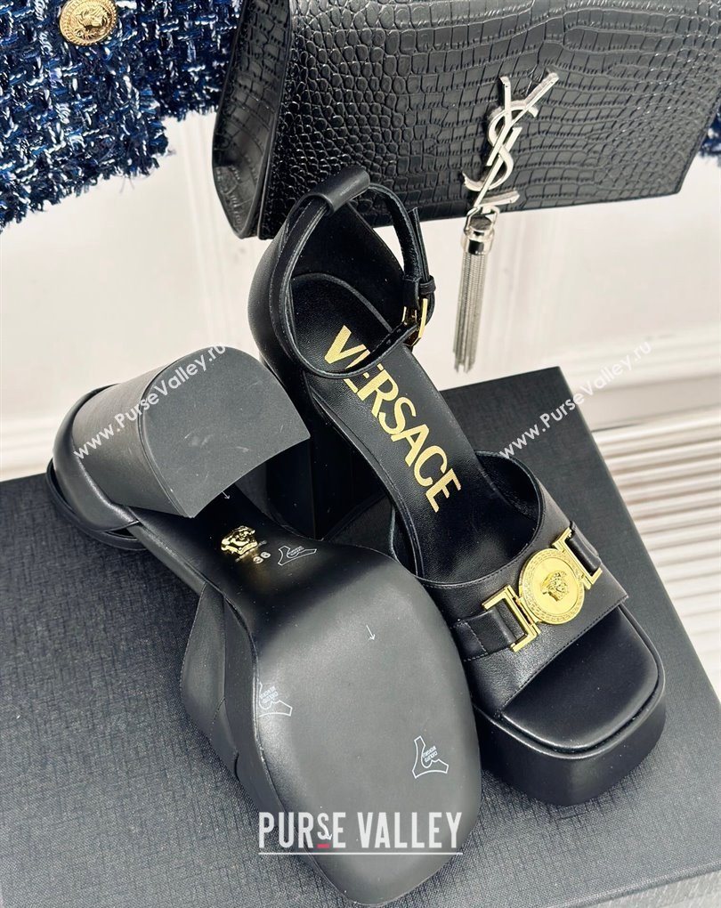 Versace Heel 12cm Platform 4cm Platform Medusa Buckle Sandals Black 2024 (modeng-24022301)