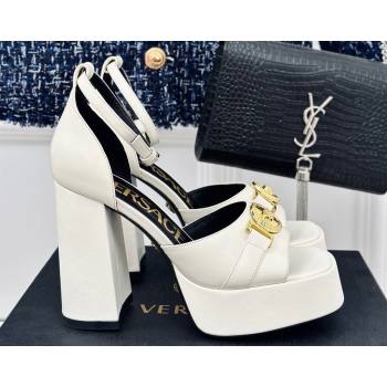 Versace Heel 12cm Platform 4cm Platform Medusa Buckle Sandals White 2024 (modeng-24022302)