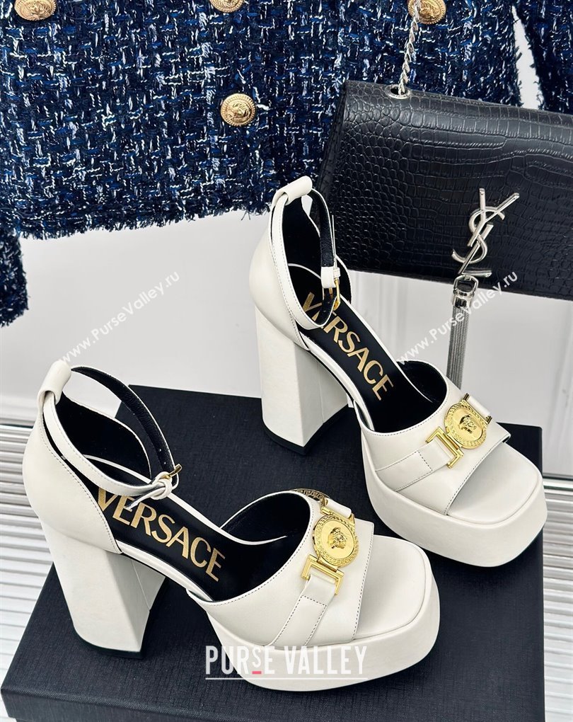 Versace Heel 12cm Platform 4cm Platform Medusa Buckle Sandals White 2024 (modeng-24022302)