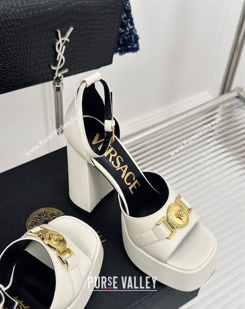 Versace Heel 12cm Platform 4cm Platform Medusa Buckle Sandals White 2024 (modeng-24022302)