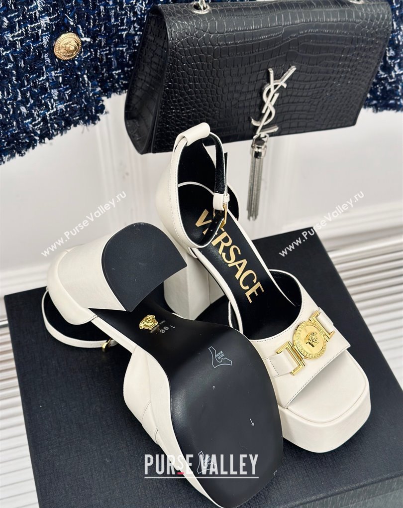 Versace Heel 12cm Platform 4cm Platform Medusa Buckle Sandals White 2024 (modeng-24022302)