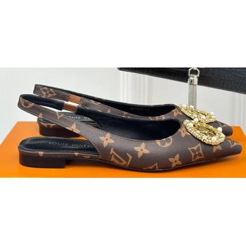 Louis Vuitton Heel 1.5cm LV Night Met Slingback Ballerinas in Monogram Canvas 2024 (modeng-24022234)