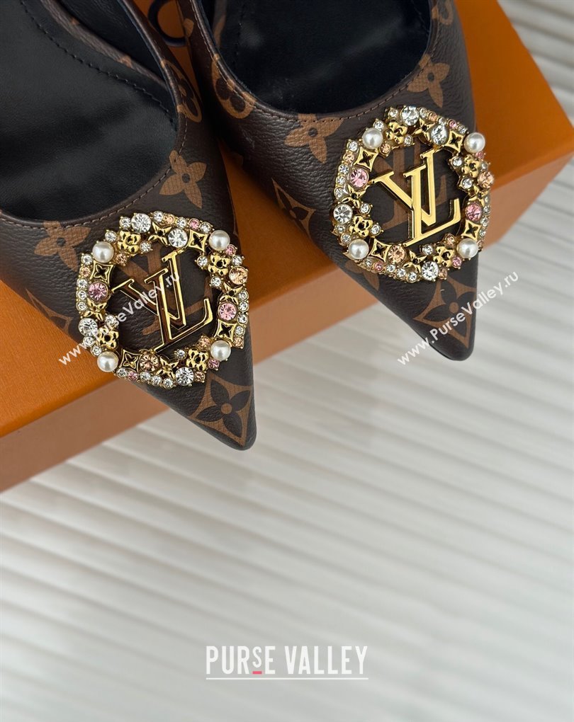 Louis Vuitton Heel 1.5cm LV Night Met Slingback Ballerinas in Monogram Canvas 2024 (modeng-24022234)