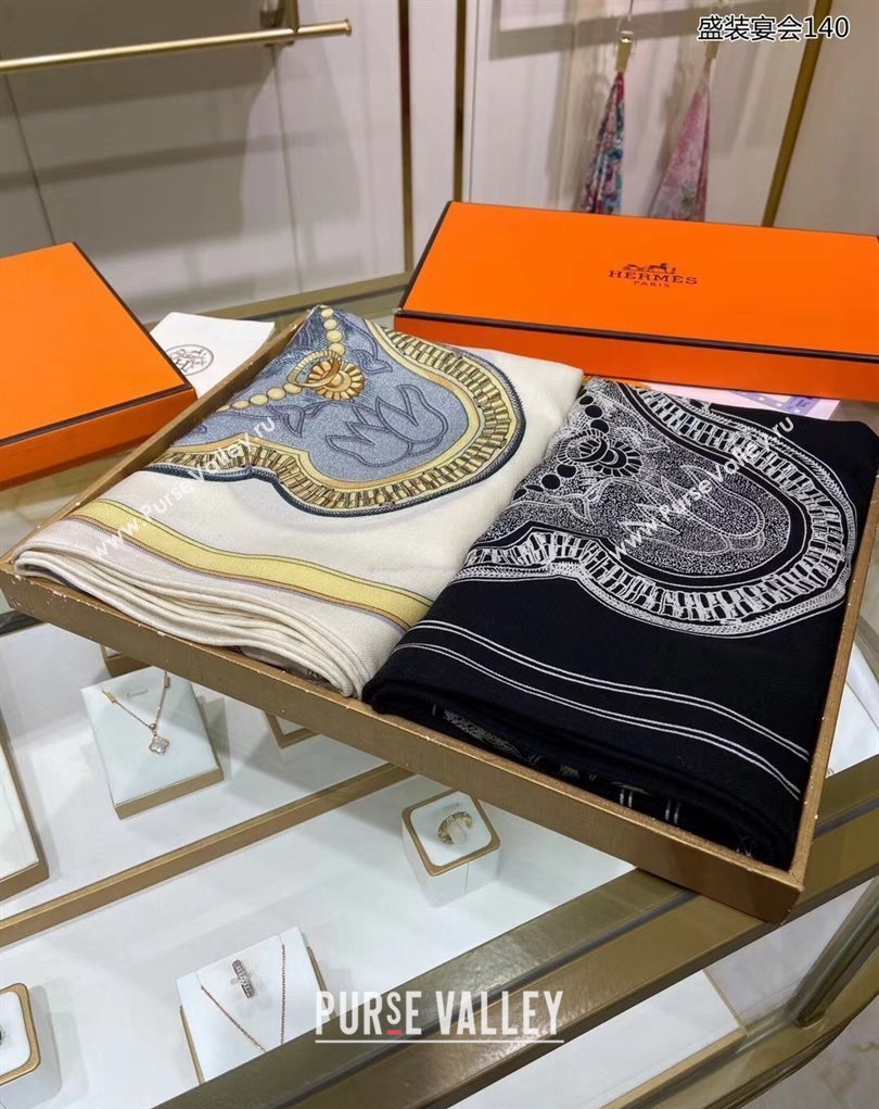 Hermes Shawl 140 Scarf in cashmere and silk 140x140cm Top Quality 133 2024 (wtz-240223133)