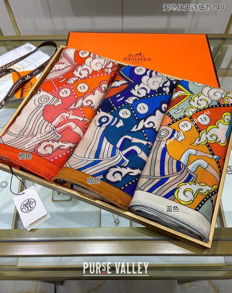 Hermes Shawl 140 Scarf in cashmere and silk 140x140cm Top Quality 102 2024 (wtz-240223102)