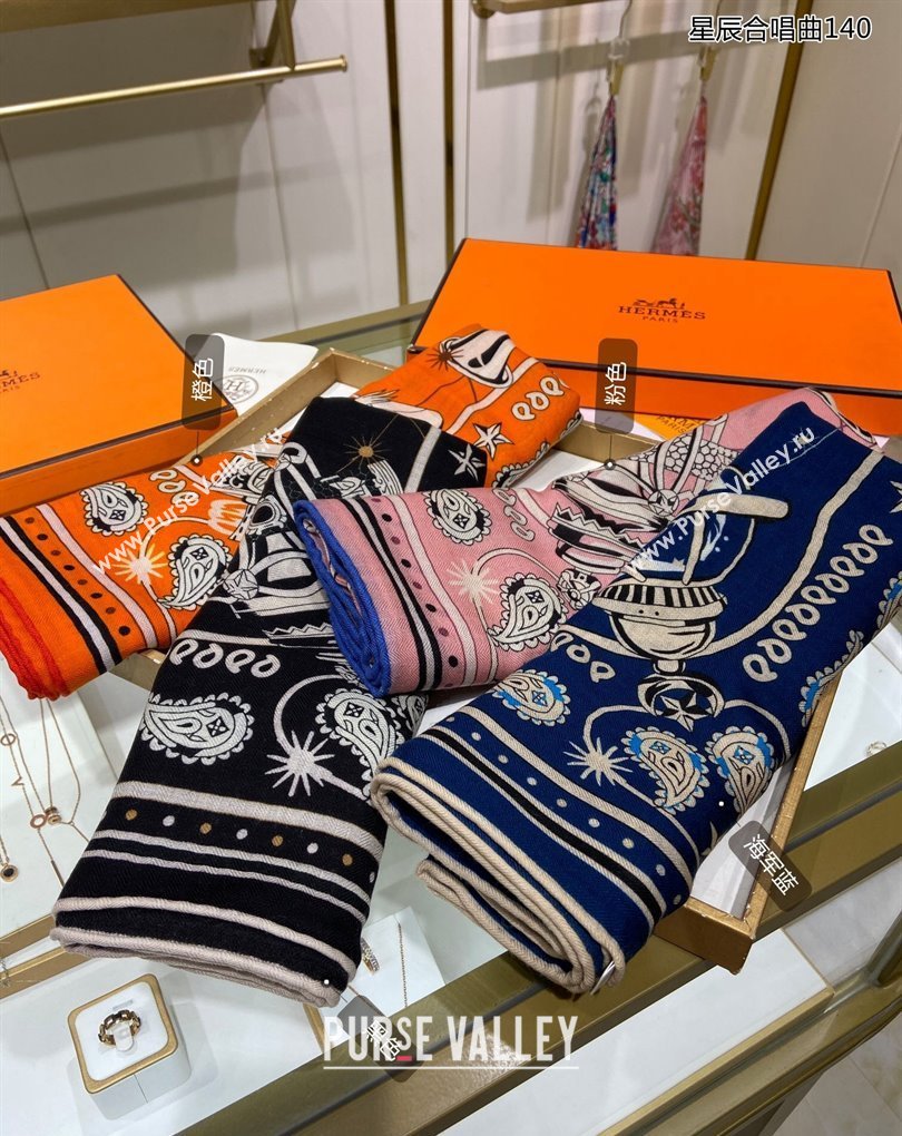 Hermes Shawl 140 Scarf in cashmere and silk 140x140cm Top Quality 147 2024 (wtz-240223147)