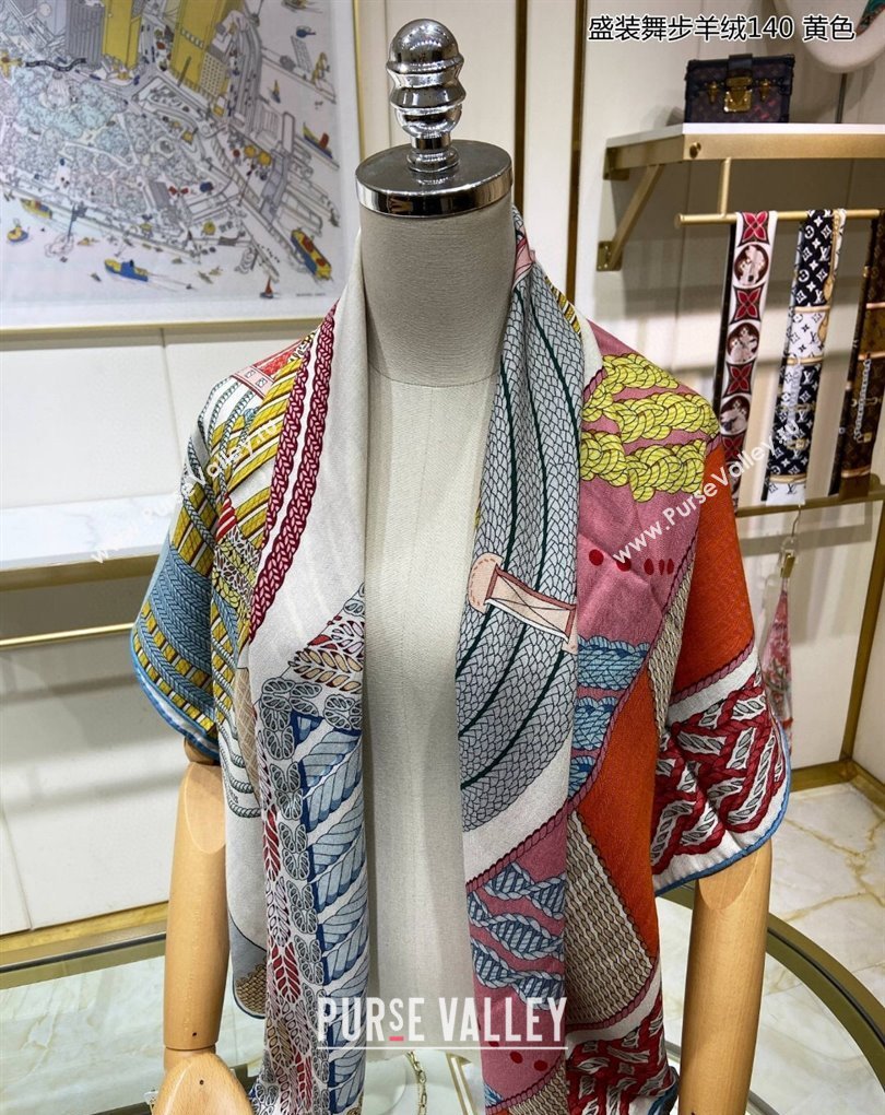 Hermes Shawl 140 Scarf in cashmere and silk 140x140cm Top Quality 162 2024 (wtz-240223162)