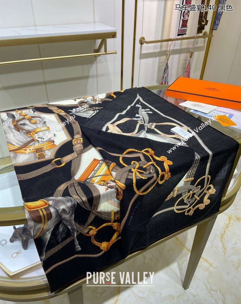 Hermes Shawl 140 Scarf in cashmere and silk 140x140cm Top Quality 163 2024 (wtz-240223163)