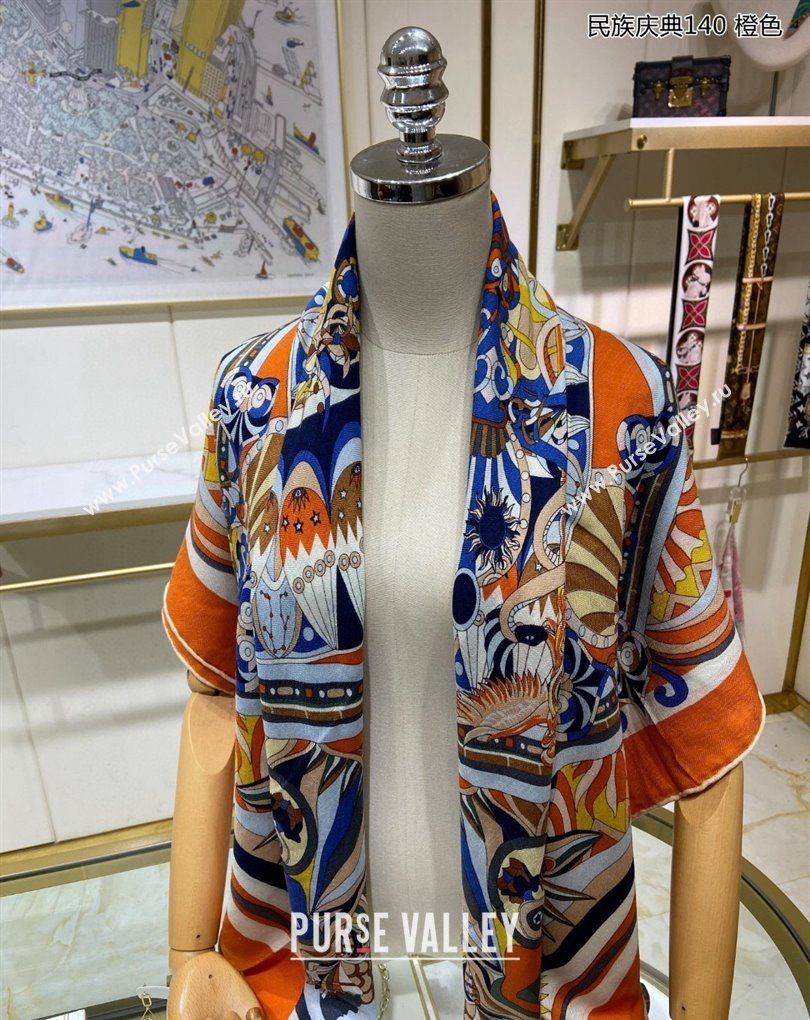 Hermes Shawl 140 Scarf in cashmere and silk 140x140cm Top Quality 165 2024 (wtz-240223165)