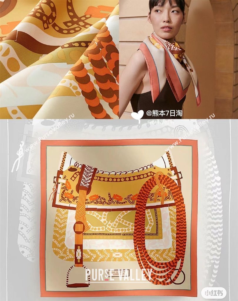 Hermes scarf 90x90cm in silk twill Top Quality 18 2024 (wtz-24022618)