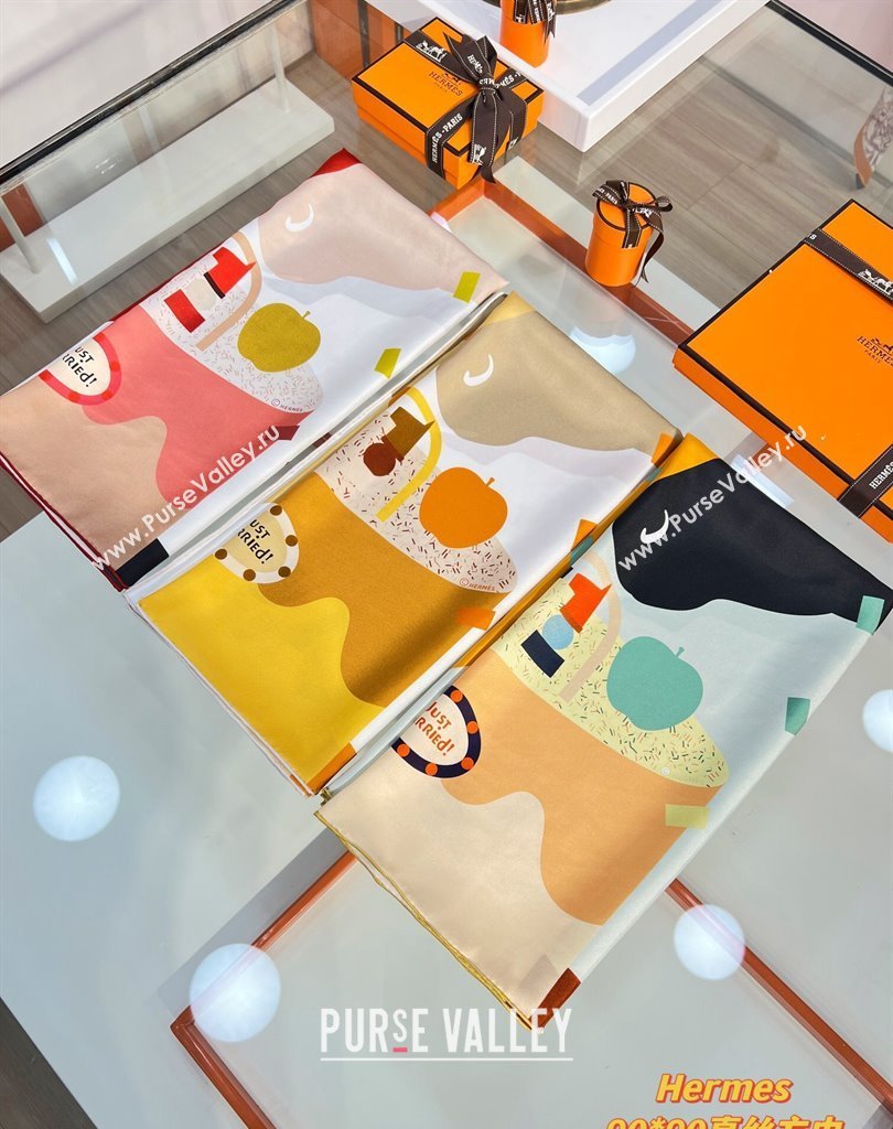 Hermes scarf 90x90cm in silk twill Top Quality 21 2024 (wtz-24022621)