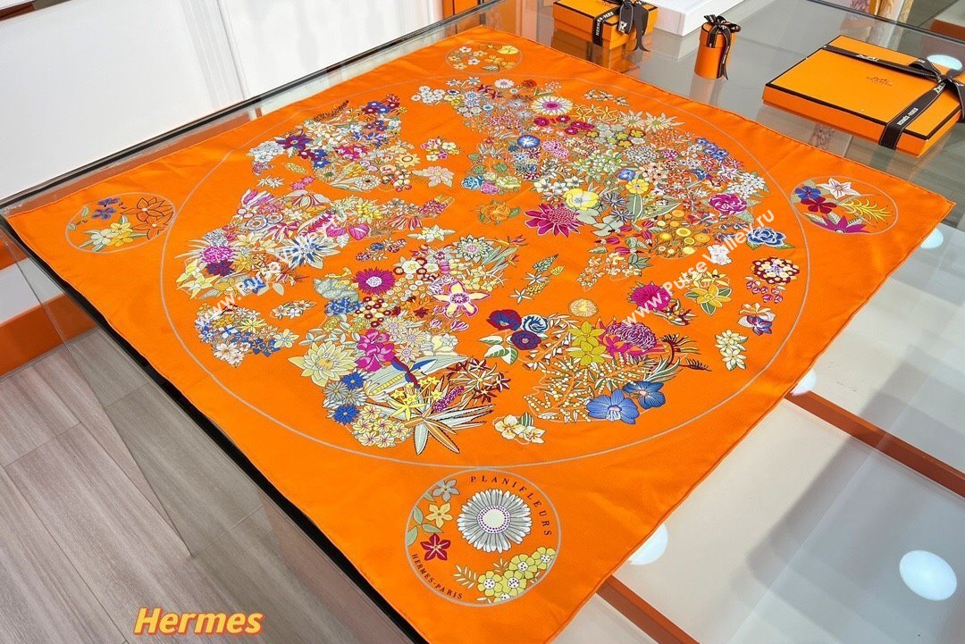 Hermes scarf 90x90cm in silk twill Top Quality 24 2024 (wtz-24022624)