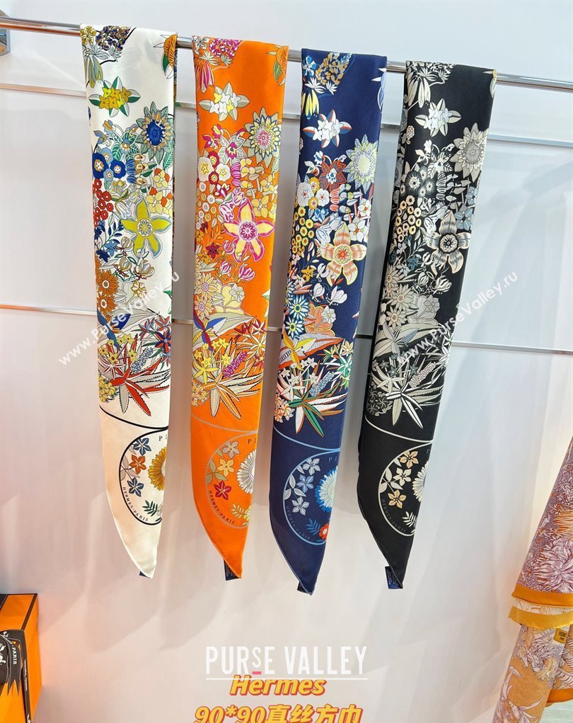 Hermes scarf 90x90cm in silk twill Top Quality 25 2024 (wtz-24022625)