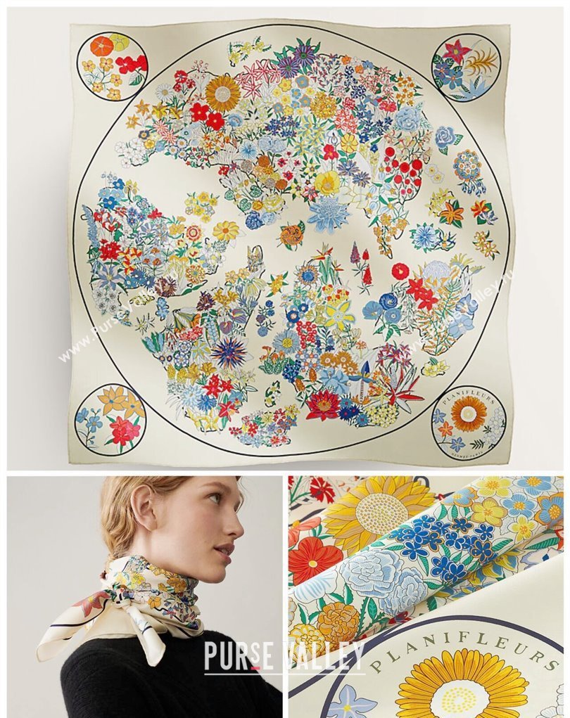 Hermes scarf 90x90cm in silk twill Top Quality 25 2024 (wtz-24022625)